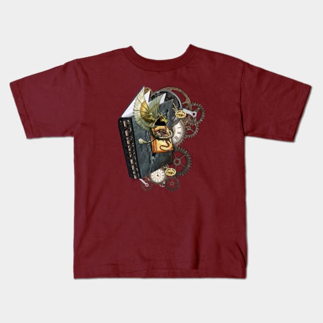 Steampunk dragon journal Kids T-Shirt by Just Kidding by Nadine May